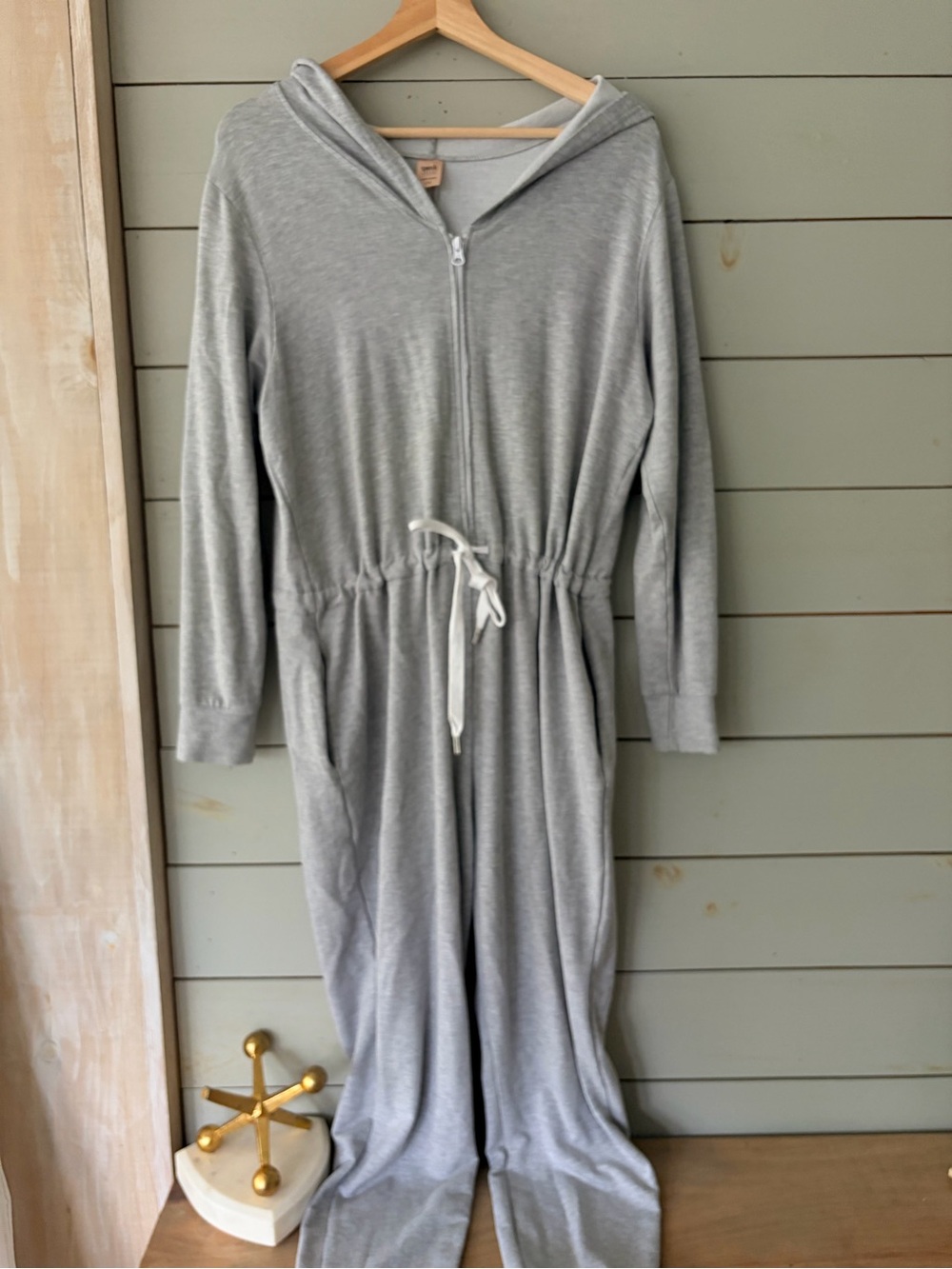 Smash + Tess Hooded Zip Front Romper | Heather Grey | Size Large | Made in Canad